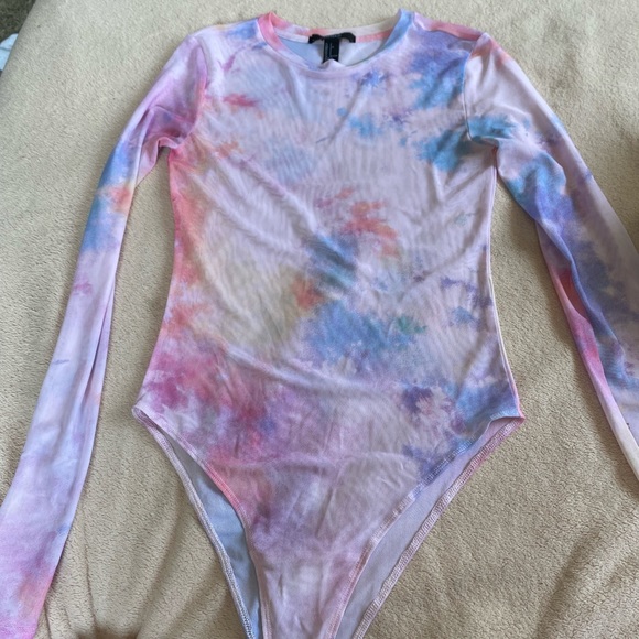 Forever 21 Tops - Forever 21 Pink Mesh Bodysuit